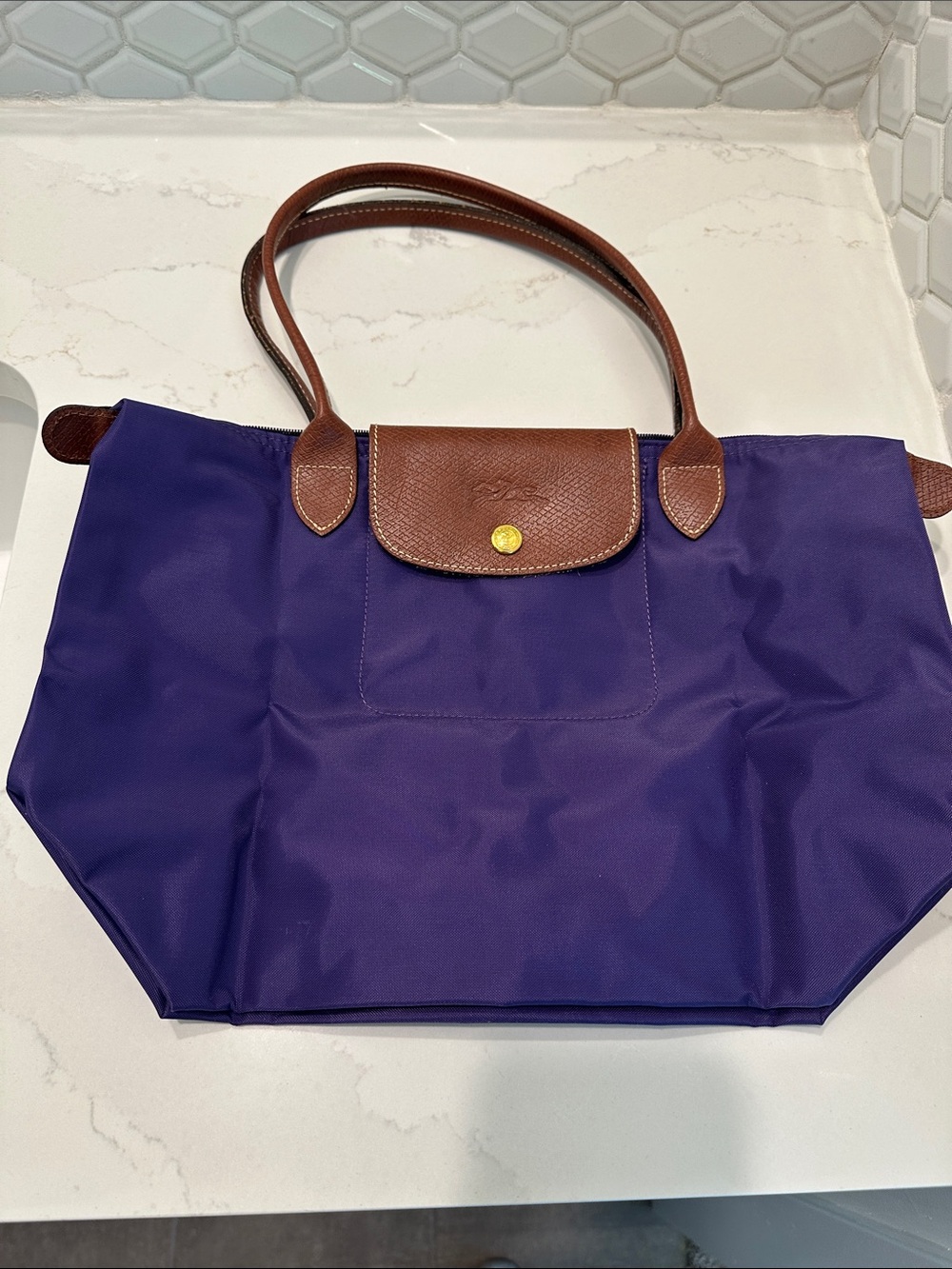 Longchamp Le Pliage Medium Shoulder Shopping Tote - Amethyste Purple (958)